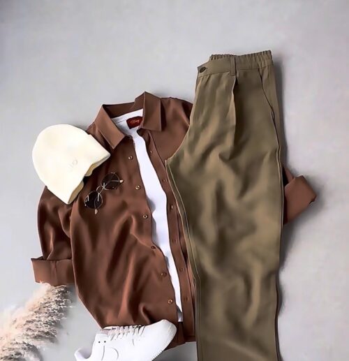 Oversize Modal Gömlek & Oversize Basic Tişört & Modal Baggy Pantolon